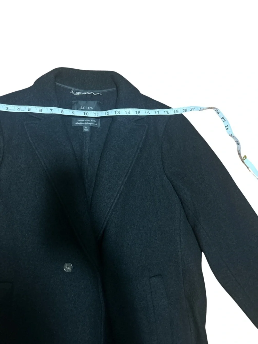 J.Crew Italian Boiled Wool Black Double Breasted Coat Size 18